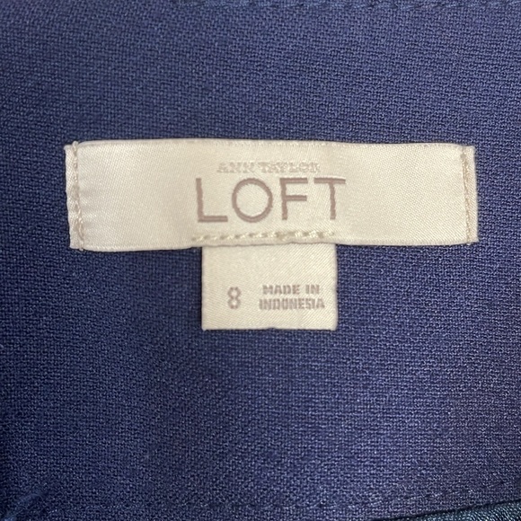 Loft Navy Center Pleat Lined Skirt 8 - Picture 9 of 11